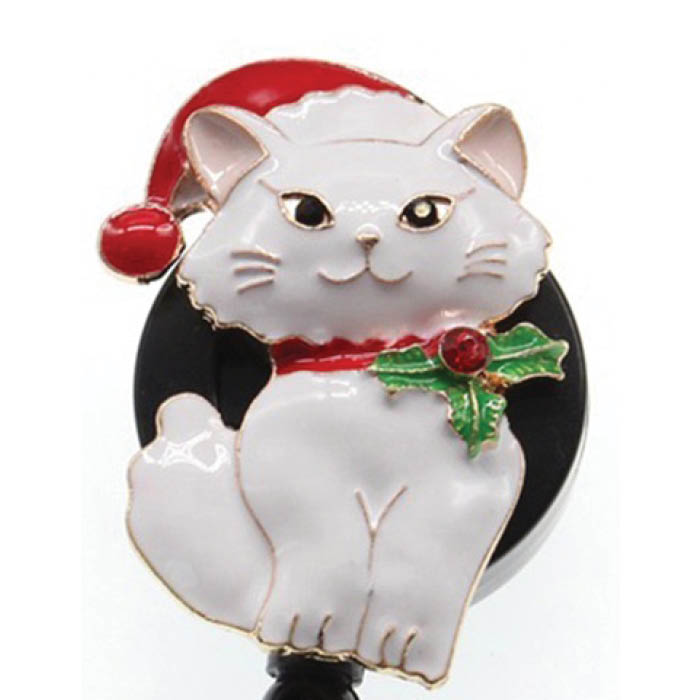 CU-007 - Dazzle Retractable Badge Reel - Christmas Cat